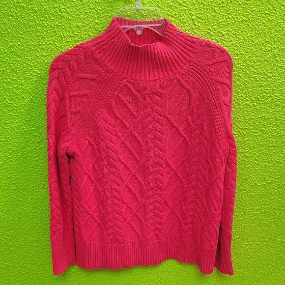 Talbots Fuchsia Cable Knit Turtleneck Sweater - Picture 1 of 3
